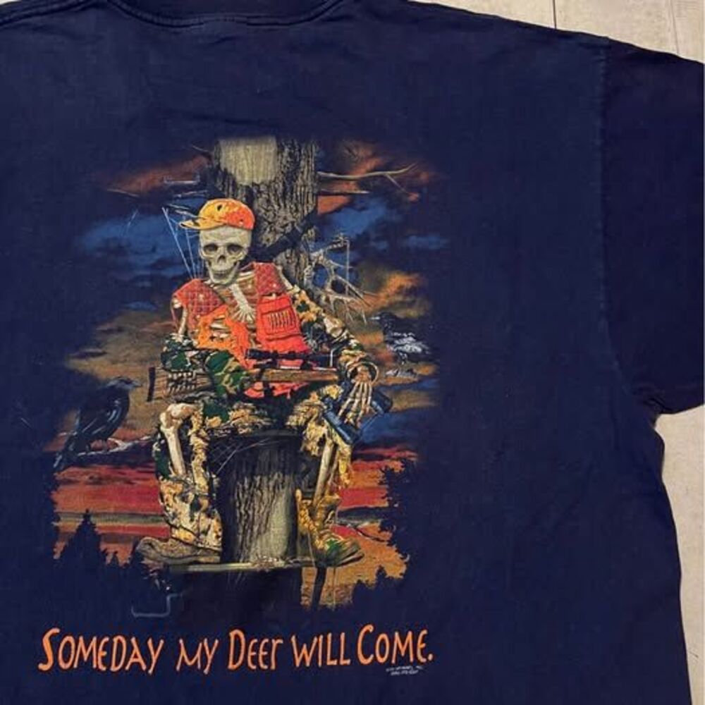 Vintage Comedic Hunting skeleton Tshirt “someday my deer will come” size 2XL